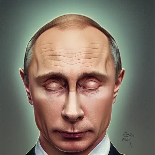 Prompt: portrait of Vladimir Putin with a pig nose, pig nose, pig nose, looking at camera, intricate, extremely detailed, digital painting, artstation, concept art, smooth, sharp focus, illustration, intimidating lighting, incredible art by artgerm and greg rutkowski and alphonse mucha and simon stalenhag