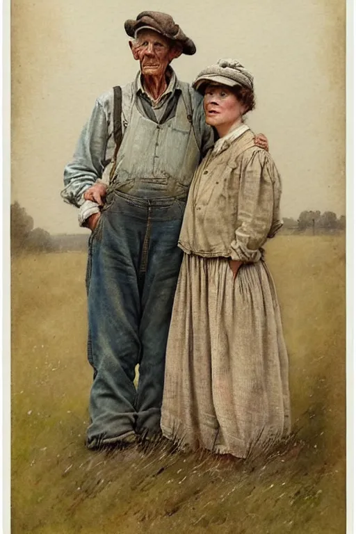 Image similar to (((((1950s farmer and his wife. muted colors.))))) by Jean-Baptiste Monge !!!!!!!!!!!!!!!!!!!!!!!!!!!