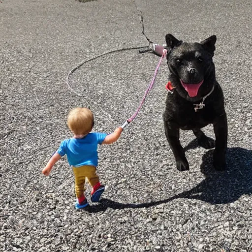 Prompt: the rock walking his pet rock on a leash. he is walking on rocks while rocking to some rock music.