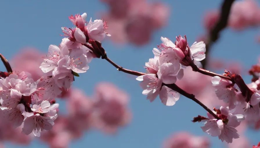 Image similar to like cherry blossoms catching the sun, all that flutters turns to ash.