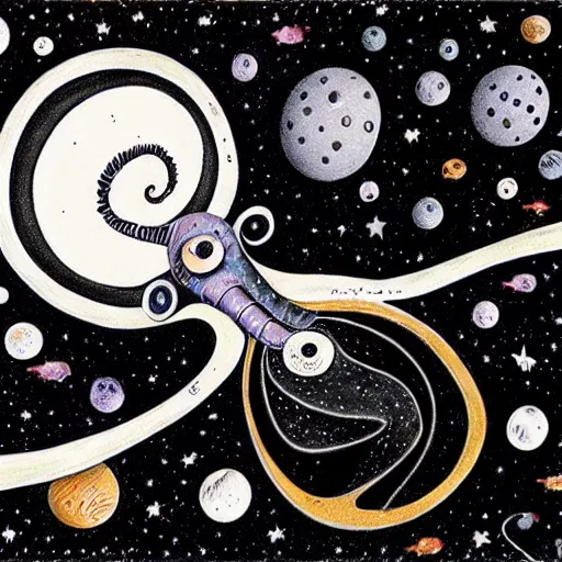 Prompt: Liminal space in outer space by Tim Burton