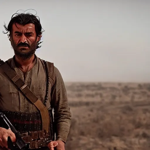 Image similar to Kurdish shephard in a movie directed by Christopher Nolan, movie still frame, promotional image, imax 70 mm footage