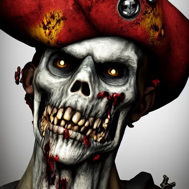 Image similar to perfectly centered close up portrait, zombie pirate, highly detailed, character concept, unreal engine 5, candid photography, by anne stokes