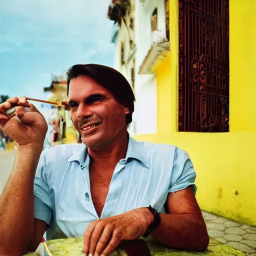 Prompt: Jair Bolsonaro Vacation in Cuba, portrait photo made by Slim Aarons, award winning