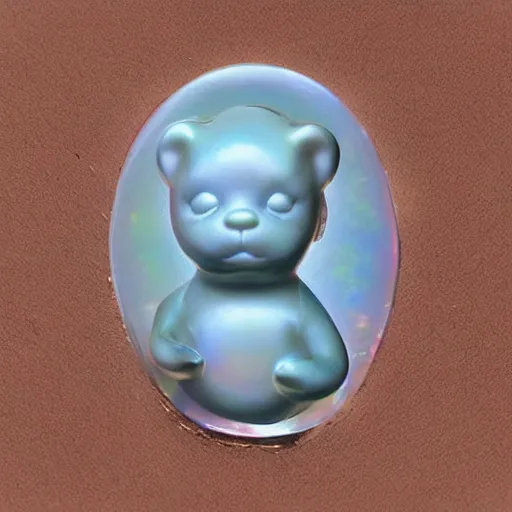 Image similar to opalescent baby seal figure opal pearl photograph realistic render