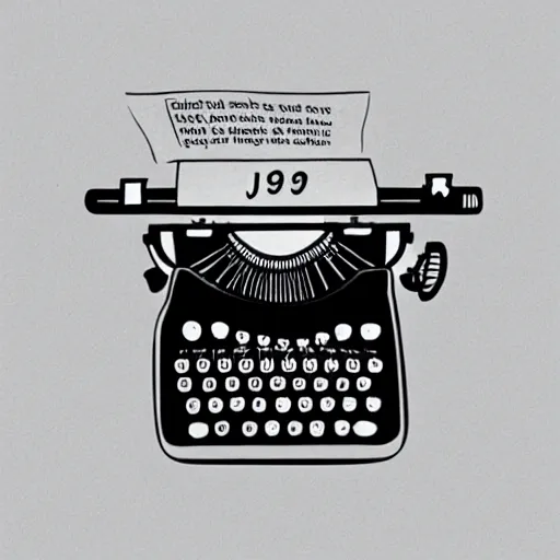 Prompt: anthropomorphic typewriter pressing its own keys, illustration