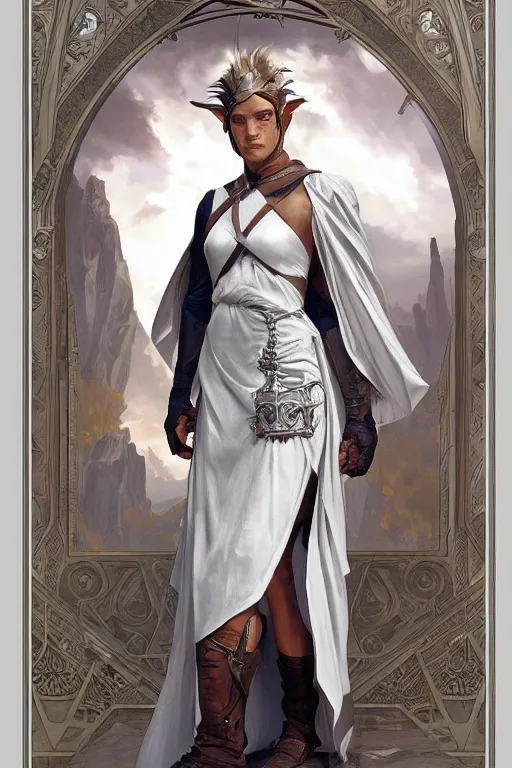 Image similar to portrait of strong caracal wearing a toga. smooth silver armour, deep focus d & d fantasy, elegant porcelain highlights, by artgerm and greg rutkowski and alphonse mucha