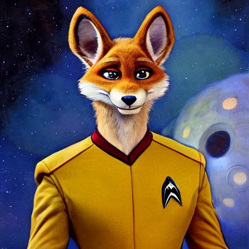 Image similar to a portrait of a crab in a starfleet uniform star trek chief engineer. zootopia fursona furaffinity furry art detailed face highly detailed painting by gaston bussiere craig mullins jc leyendecker gustav klimt artgerm greg rutkowski furry