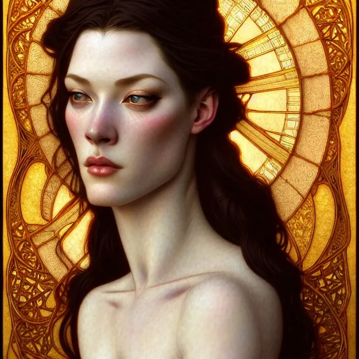 Image similar to ancient queen stoya, symetrical, diffuse lighting, fantasy, intricate, elegant, highly detailed, lifelike, photorealistic, digital painting, artstation, illustration, concept art, 4 k, smooth, sharp focus, art by john collier and albert aublet and krenz cushart and artem demura and alphonse mucha