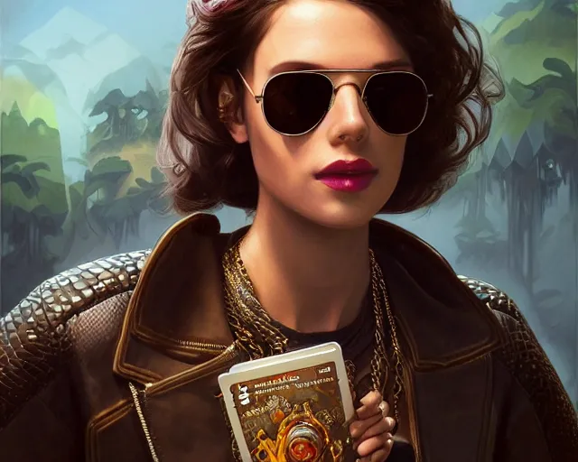 Prompt: a python wearing sunglasses and a leather jacket, photography of kurzgesagt, deep focus, d & d, fantasy, intricate, elegant, highly detailed, digital painting, artstation, concept art, matte, sharp focus, illustration, hearthstone, art by artgerm and greg rutkowski and alphonse mucha