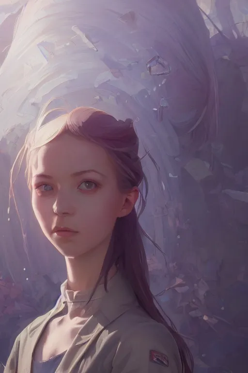 Image similar to portrait of android girl, highly detailed vfx portrait, unreal engine, greg rutkowski, loish, rhads, caspar david friedrich, makoto shinkai and lois van baarle, ilya kuvshinov, rossdraws, elegent, tom bagshaw, alphonse mucha, global illumination, detailed and intricate environment