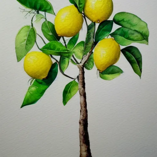 Prompt: A beautiful lemon tree, trending on artstation, watercolor painting