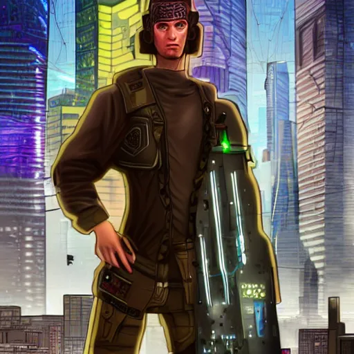 Image similar to jewish cyberpunk warrior,