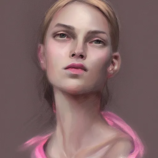 Image similar to portrait, soft, pink, trending on artstation