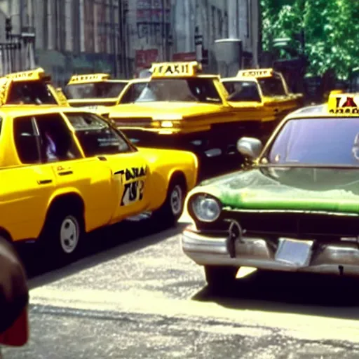 Image similar to a still of from the movie taxi driver crossover with the game chrono trigger