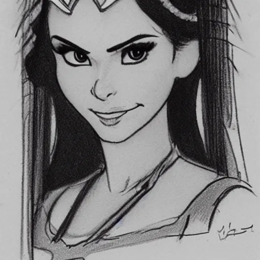 Image similar to milt kahl sketch of victoria justice as princess padme from star wars episode 3