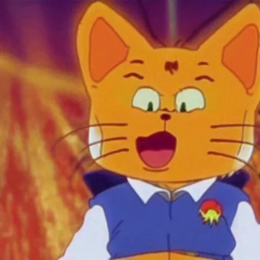 Image similar to garfield in the third impact, neon genesis evangelion, anime