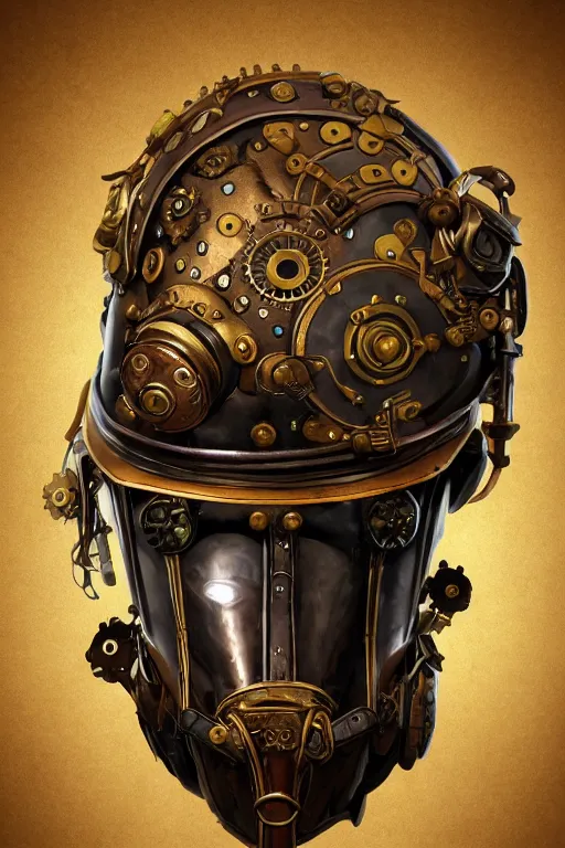 Image similar to steampunk helmet fantasy art mask robot ninja stylized digital illustration sharp focus, elegant intricate digital painting artstation concept art global illumination ray tracing advanced technology chaykin, howard and campion, pascale