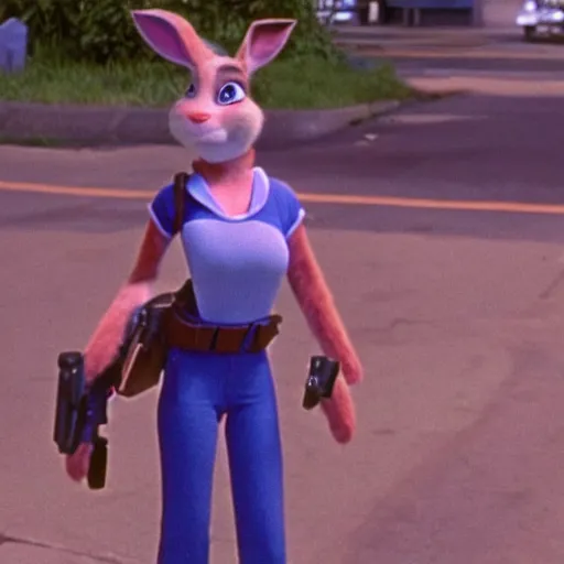 Prompt: film still, human, Judy Hopps as a human young woman, from Police Academy 2 (1985)