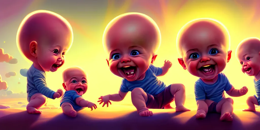 Image similar to epic professional digital art of a happy baby boy with his two fathers, best on artstation, cgsociety, wlop, cosmic, epic, stunning, gorgeous, much detail, much wow, masterpiece, backlight