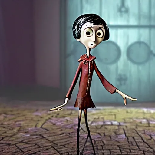 Prompt: the'other mother'from'coraline ', full body, pose, stop frame animation, full figured, detailed, realistic