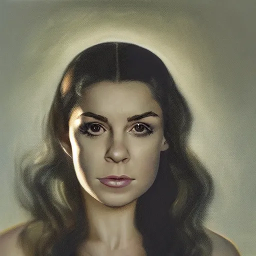 Prompt: a face portrait of marina diamandis, fantasy setting, stone face, dim colors, soft lighting, atmospheric, cinematic, moody, in the style of diego koi, gina heyer, luiz escanuela, art by alyssa monk, hyperrealism, rule of thirds, golden ratio, oil on canvas