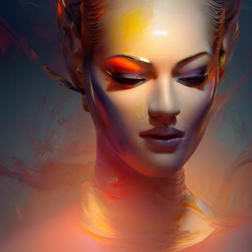 Image similar to abstract background; painting of a face by Artgerm, Anton Pieck, Kandinsky ; 3d unreal engine, 4k 3d render,