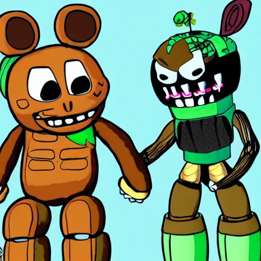 Prompt: springtrap from five nights at freddy ’ s going on a date with sans from undertale