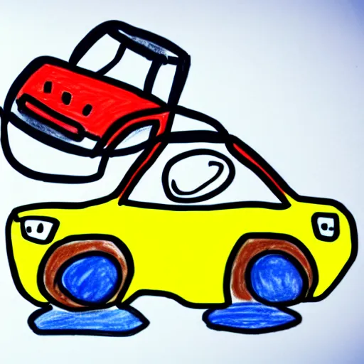 Prompt: a child's bad drawing of a car