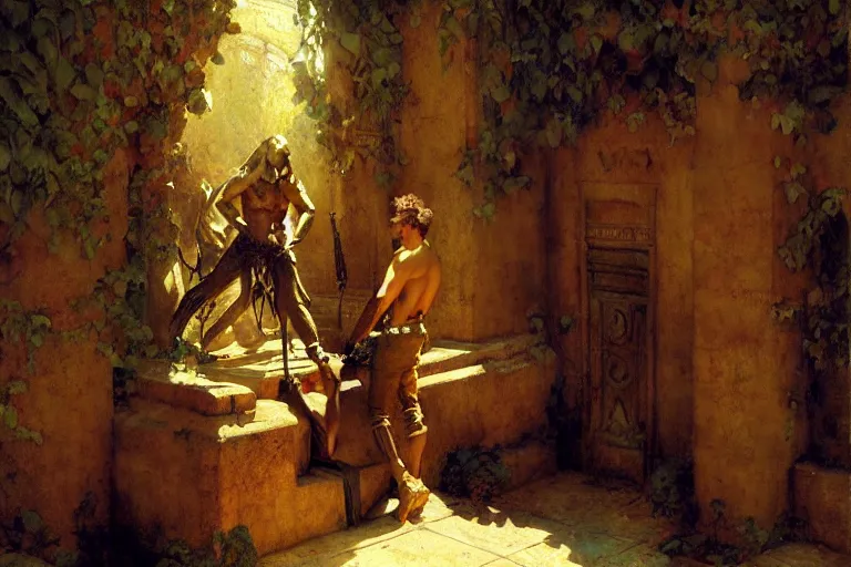 Image similar to tomb, painting by gaston bussiere, craig mullins, j. c. leyendecker, tom of finland