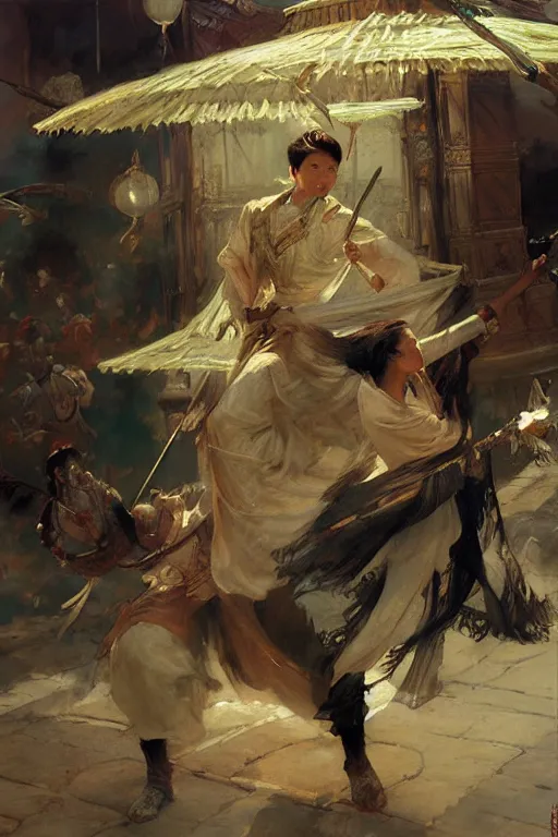 Image similar to wuxia, painting by gaston bussiere, craig mullins, j. c. leyendecker