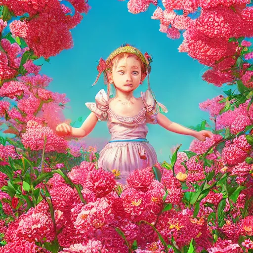 Image similar to the portrait of an absurdly cute, graceful, elegant, young arab baby girl made of cherry flowers and petals, an ultrafine hyperdetailed illustration by kim jung gi, irakli nadar, intricate linework, bright colors, octopath traveler, unreal engine 5 highly rendered, global illumination, radiant light, detailed and intricate environment