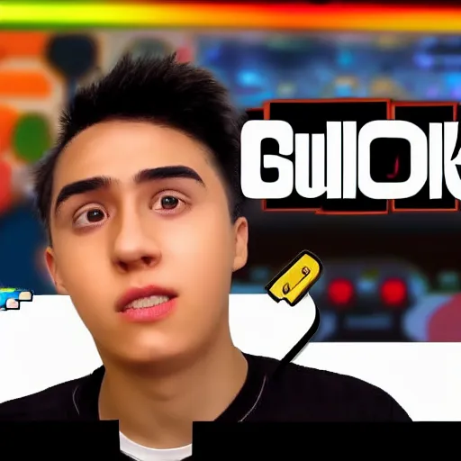 Image similar to famous youtuber, the gaming buchi, youtube thumbnail, clickbait, gameplay