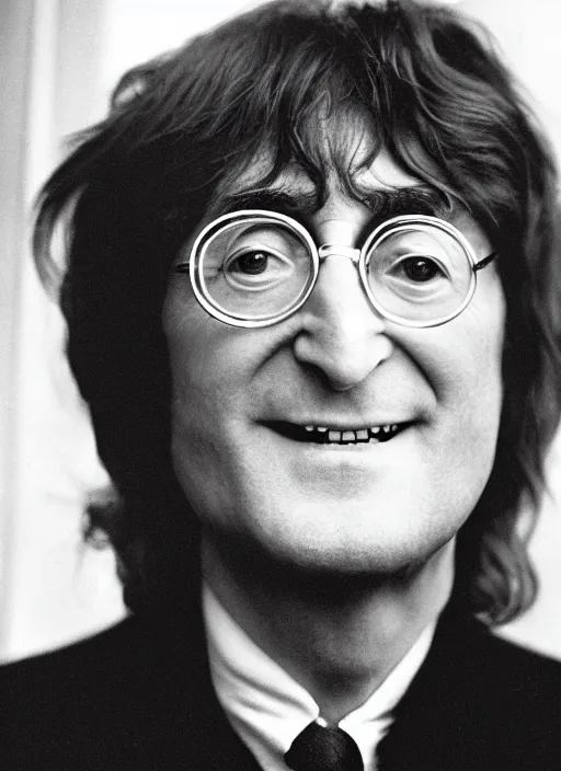 Prompt: DSLR photo portrait still of John Lennon at age 81, 85mm f1.8