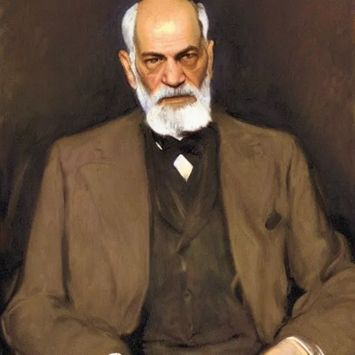 Prompt: portrait of sigmund freud by john singer sargent