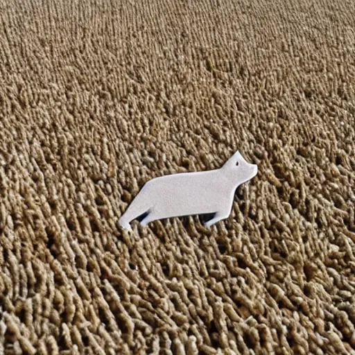 Image similar to gray clay figure cat with fishbone in wheat field