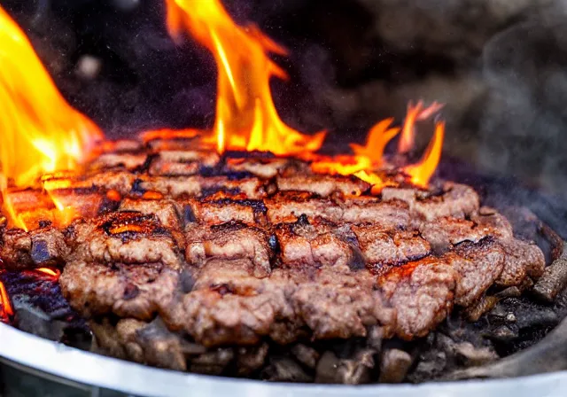 Prompt: epic and amazing hamburger burning on blazing hot fire