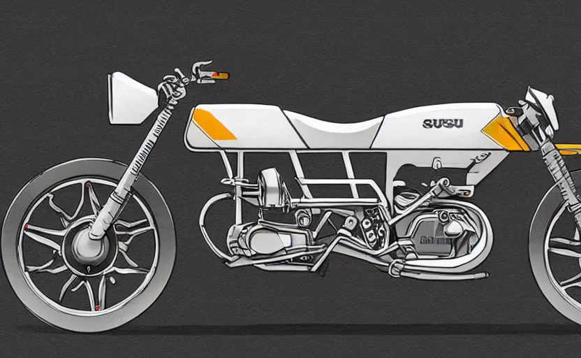 Prompt: 1 9 7 0 s suzuki enduro motorcycle concept, sketch, art,