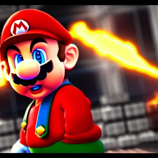 Image similar to super mario as a mortal kombat 1 1 fighter. fatality, brutality, finish him, unreal engine 5