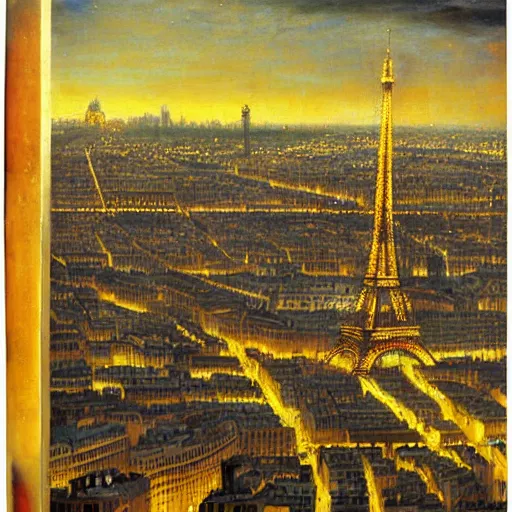 Image similar to paris in 1 9 3 0 at night, renaissance painting, ultra details