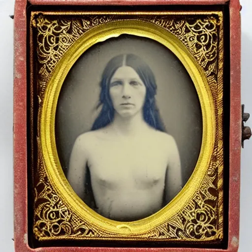 Prompt: daguerreotype ambrotype of an ative american high extremely beautiful priestess very intricate, highly detailed