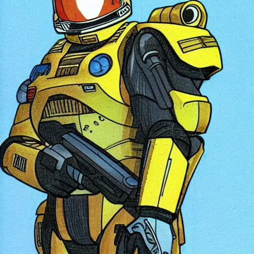 Image similar to master chief illustrated by akira toriyama