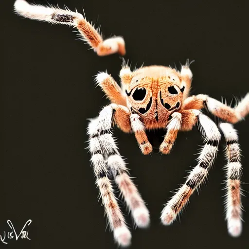 Image similar to an spider + cat + hybrid, animal photography