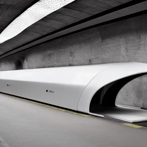 Image similar to a subway platform designed by zaha hadid