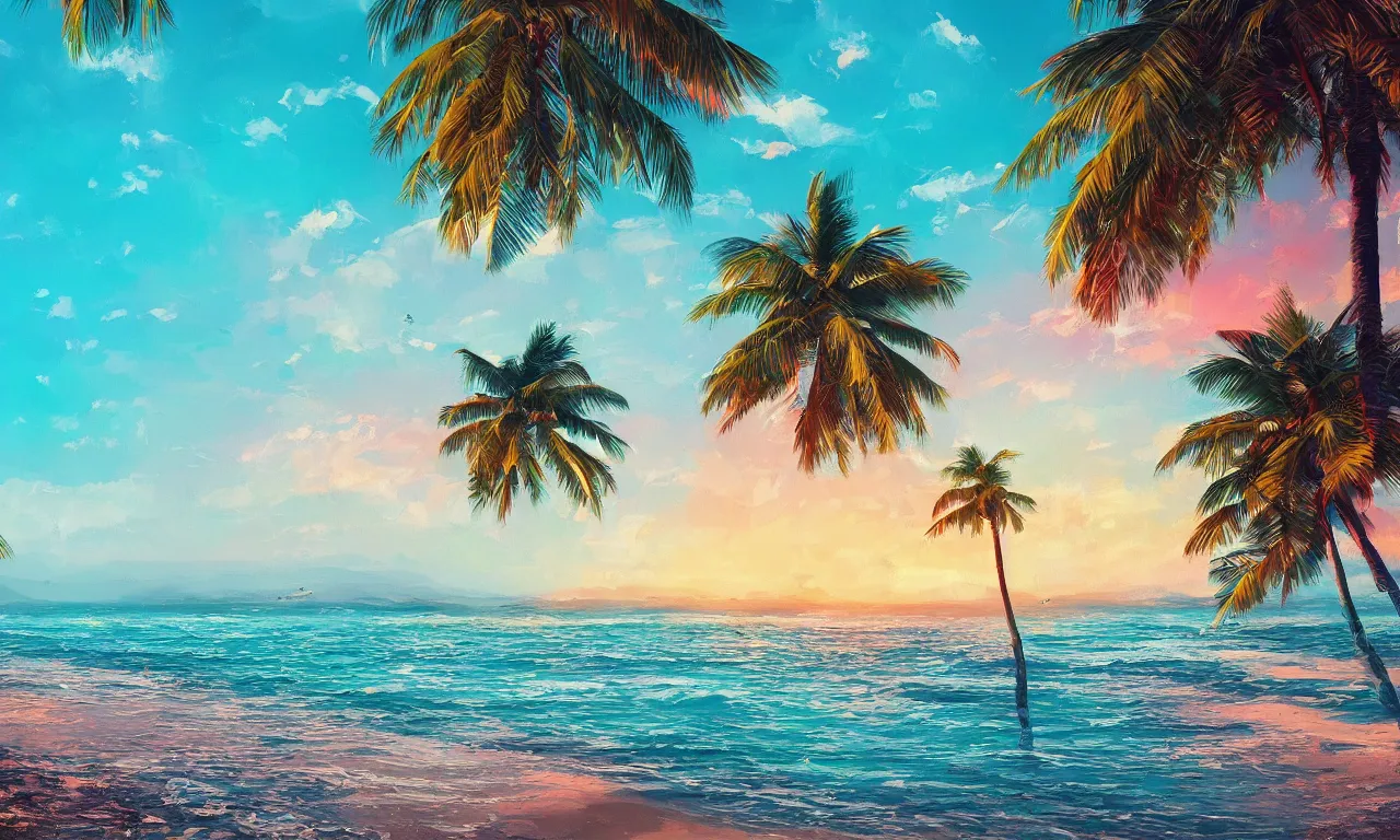 Image similar to paradise beach by alena aenami artworks in 4 k