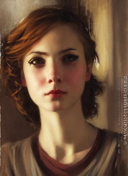 Image similar to a portrait of a pretty sewer punk young lady by albert lynch