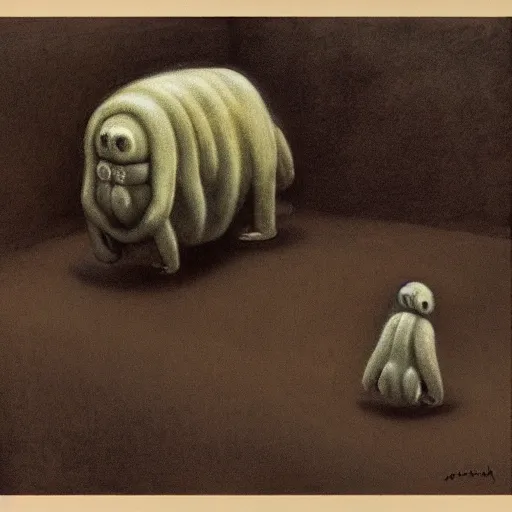 Image similar to tardigrade in style of vilhelm hammershoi