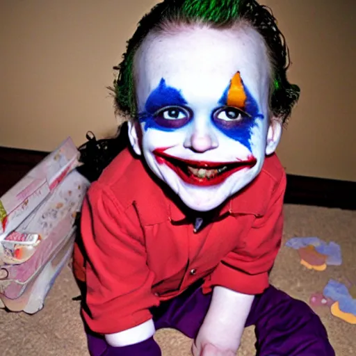 Prompt: the joker baby photo album