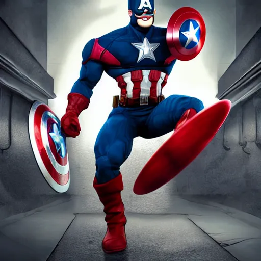 Image similar to hyperdetailed 3 d cartoon render of cartoon captain america being thrown into a garbage can, a sign reads biden did this, exaggerated facial features, cartoon style, white background, low angle shot, cinematic studio lighting, studio quality, octane render, unreal engine 5, trending on artstation, art by sebastian jm, 8 k