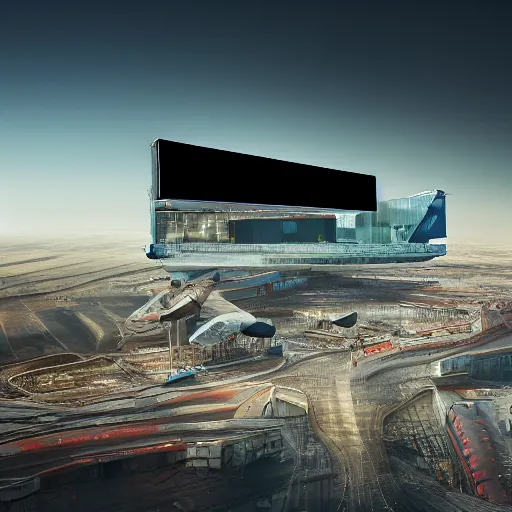 Image similar to Kazimierz Malewicz sci-fi motherboard airport view from above structure and digital billboard in the middle, unreal engine 5, keyshot, octane, artstation trending, ultra high detail, ultra realistic, cinematic, 8k, 16k, in style of zaha hadid, in style of nanospace, in plastic, dark, tilt shift,